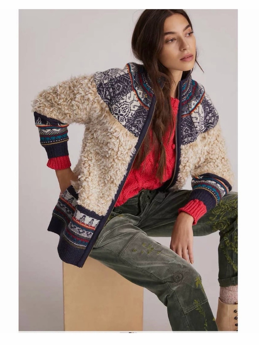 Anthropologie Pilcro Longline Sherpa Bomber Jacket